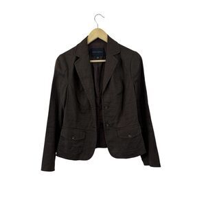 Banana Republic 2 Linen Blend Button Blazer Brown Jacket Stretch Womens